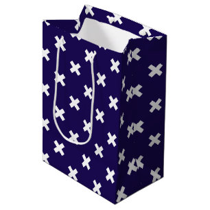 Sac Cadeau Moyen Croix blanches sur bleu marine