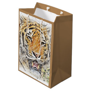 Sac Cadeau Moyen Croquis Wild Tiger - Thème Safari