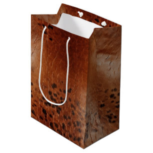Sac Cadeau Moyen Cuir Brown Faux