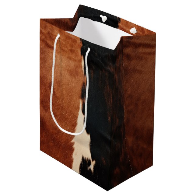 Sac Cadeau Moyen Cuir de vache faux Sud-Ouest Brun Noir (Devant Angle)