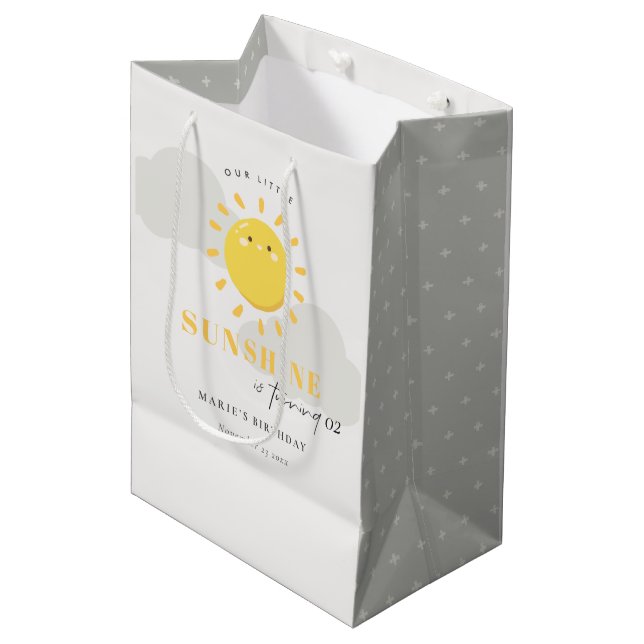 Sac Cadeau Moyen Cuisine Notre Petit Gris Soleil N'Importe Quel Âge (Devant Angle)