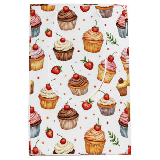 Sac Cadeau Moyen Cupcakes et fraises