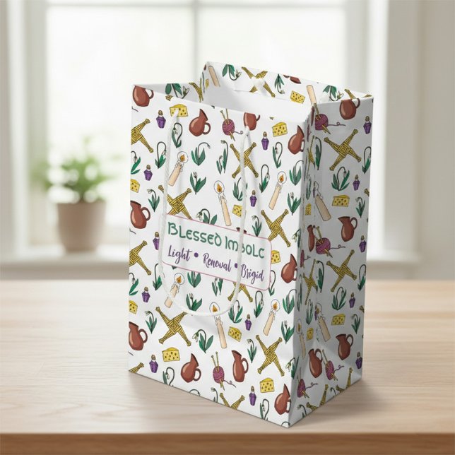 Sac Cadeau Moyen Custom Blessed Imbolc Light Renewal Brigid  (Créateur téléchargé)