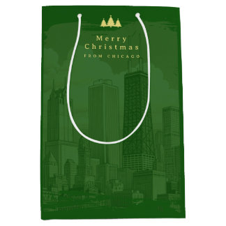 Sac Cadeau Moyen Custom Green Gold Christmas