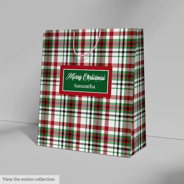 Sac Cadeau Moyen Custom Holiday Gift Bags Classic Red Green Plaid (Custom Holiday Gift Bags Classic Red Green Plaid)