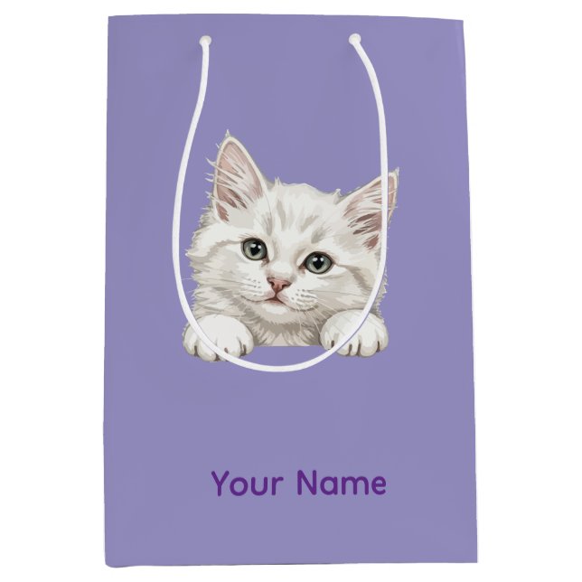 Sac Cadeau Moyen Custom Name Personalized Kitten Art Gift (Devant)