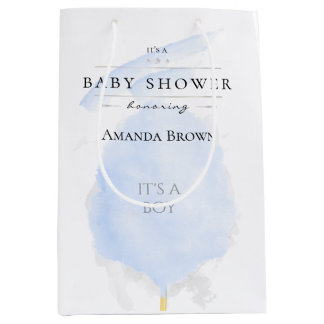 Sac Cadeau Moyen Cute Aquarelle Bleu Coton Bonbon Baby shower