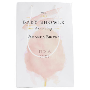 Sac Cadeau Moyen Cute Aquarelle rose Coton Baby shower bonbon