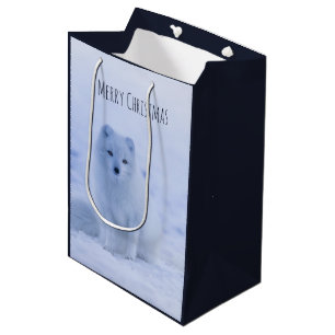 Sac Cadeau Moyen Cute Arctic Fox sur Snowy Winter Arrière - plan