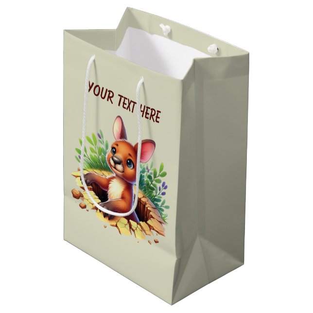 Sac Cadeau Moyen Cute baby Kangaroo customizable  (Devant Angle)