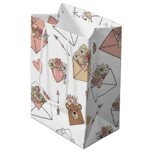 Sac Cadeau Moyen Cute Bear et Cœurs -- Nurserie Pastel (5)