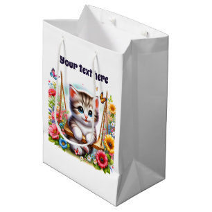 Sac Cadeau Moyen Cute bébé chat personnalisable
