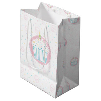Sac Cadeau Moyen Cute Birthday Cupcake with Candle