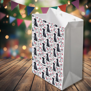 Sac Cadeau Moyen Cute Black Labrador Retriever Chien Rose Floral