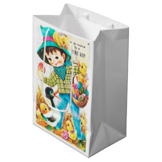 Sac Cadeau Moyen Cute boys Happy Easter 