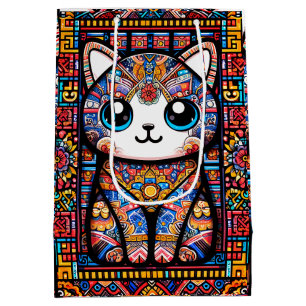 Sac Cadeau Moyen Cute Chat avec charme Motif traditionnel