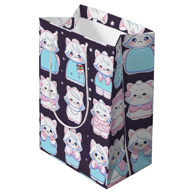 Sac Cadeau Moyen Cute cozy winter stickers  (Dos Angle)