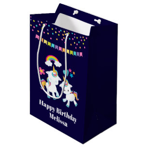 Sac Cadeau Moyen Cute Dancing Unicornes Magique Arc-en-ciel & Étoil