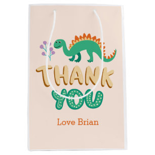 Sac Cadeau Moyen Cute Dinosaures fête d'anniversaire merci