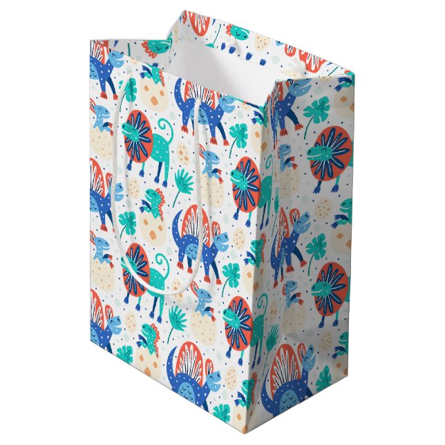 Sac Cadeau Moyen Cute dinosaures sans couture motif (Dos Angle)