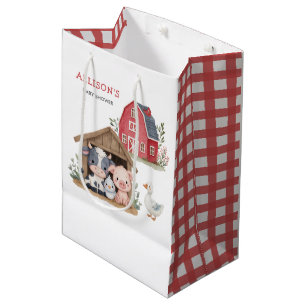 Sac Cadeau Moyen Cute ferme animaux Baby shower de vache de porc