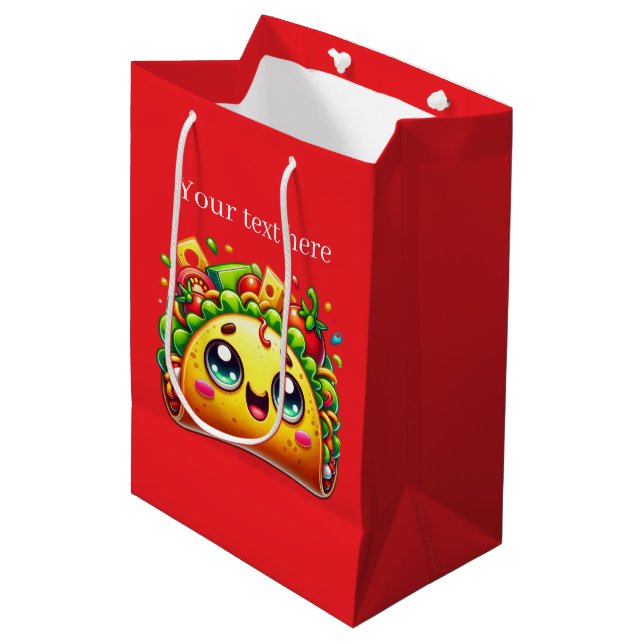 Sac Cadeau Moyen Cute fête taco personnalisable (Devant Angle)