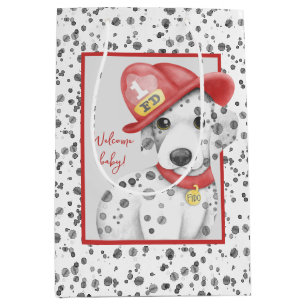 Sac Cadeau Moyen Cute Fire Fighter Baby shower dalmate