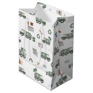 Sac Cadeau Moyen Cute Green Recycling Camion Enfants Véhicules Moti