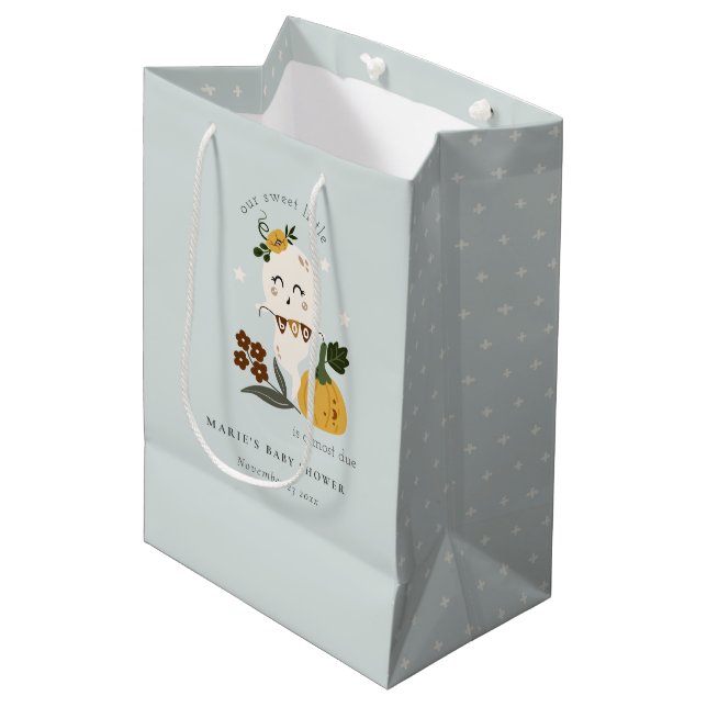 Sac Cadeau Moyen Cute Halloween Blue Ghost Little Boo Baby shower (Devant Angle)