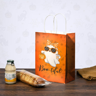 Sac Cadeau Moyen Cute Halloween Ghost Citrouille épice personnalisé