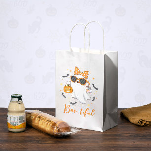 Sac Cadeau Moyen Cute Halloween Ghost Citrouille épice personnalisé