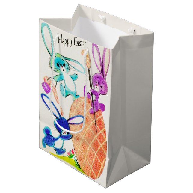 Sac Cadeau Moyen Cute Happy Easter bunny  (Devant Angle)