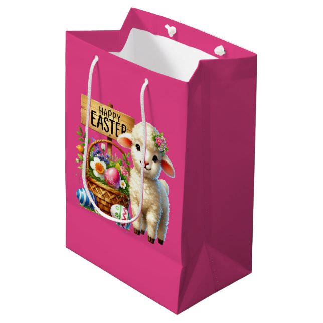 Sac Cadeau Moyen Cute Happy Easter lamb (Devant Angle)