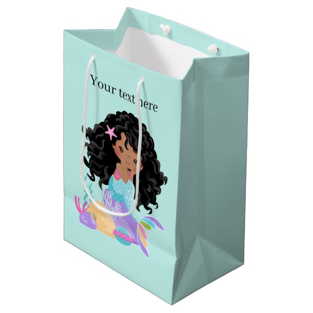 Sac Cadeau Moyen Cute imaginaire sirène personnalisable (Devant Angle)