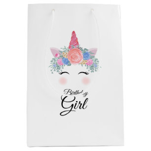 Sac Cadeau Moyen Cute Kawaii Colorful Rainbow Unicorn Birthday Girl