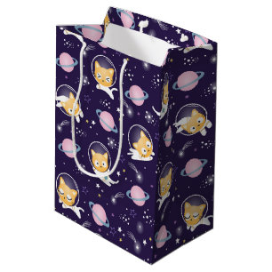 Sac Cadeau Moyen Cute Kitty Chat Astronauts Motif