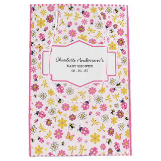 Sac Cadeau Moyen Cute Ladybug Pink Girl Baby Shower