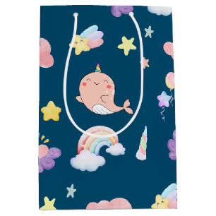 Sac Cadeau Moyen Cute Narwhal Fish Unicorn Rainbow Sea Anniversaire