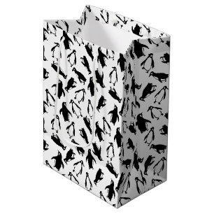 Sac Cadeau Moyen Cute noir blanc pingouin motif blanc arrière - pla