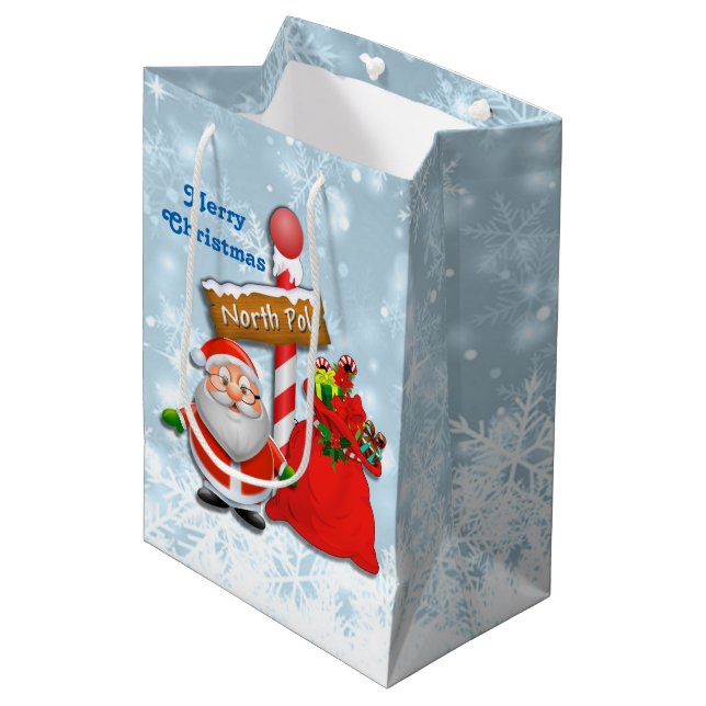 Sac Cadeau Moyen Cute North Pôle Père Noël (Devant Angle)