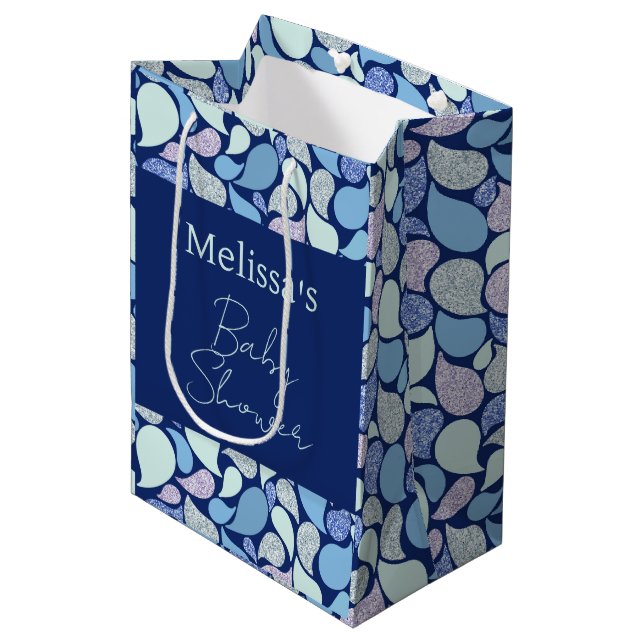 Sac Cadeau Moyen Cute Pastel Sirène Tear Drop Girly Motif Océan (Devant Angle)