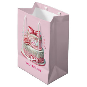 Sac Cadeau Moyen Cute personnalisable c'est un baby shower fille