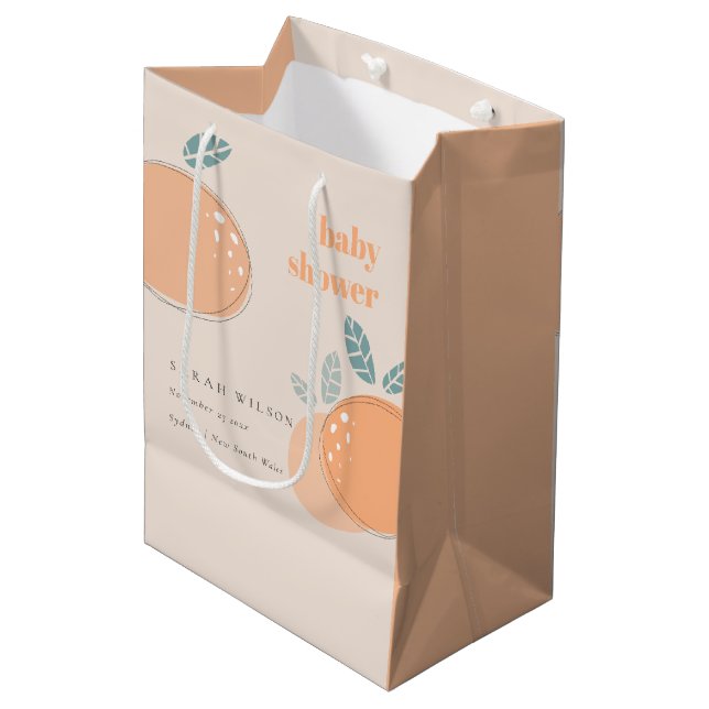 Sac Cadeau Moyen Cute Poche Blush Orange Fruit Baby shower Gras (Devant Angle)