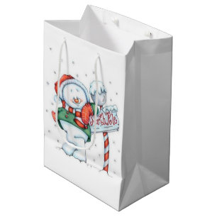 Sac Cadeau Moyen Cute Pôle Nord Snowman