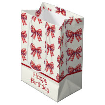 Cute Red and Cream Gingham Bow