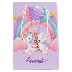 Sac Cadeau Moyen Cute Unicorn Arc-en-ciel coloré enfants Personnali