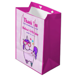 Sac Cadeau Moyen Cute Unicorne dans le Merci de lunettes en forme d