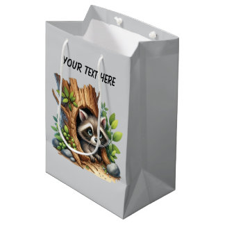 Sac Cadeau Moyen Cute unisex baby raccoon customizable