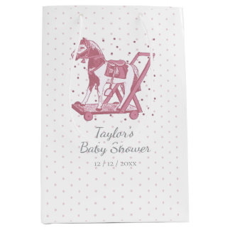 Sac Cadeau Moyen Cute Vintage Pink Hobby Horse Pattern