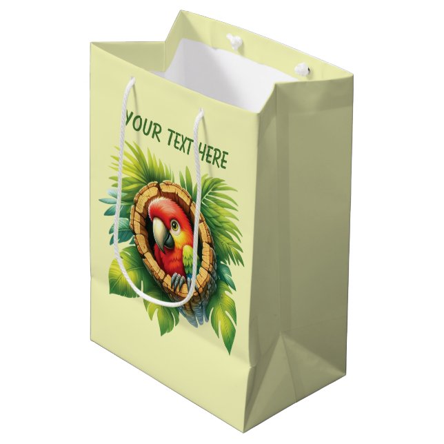 Sac Cadeau Moyen Cuts unisex baby parrot customizable (Devant Angle)